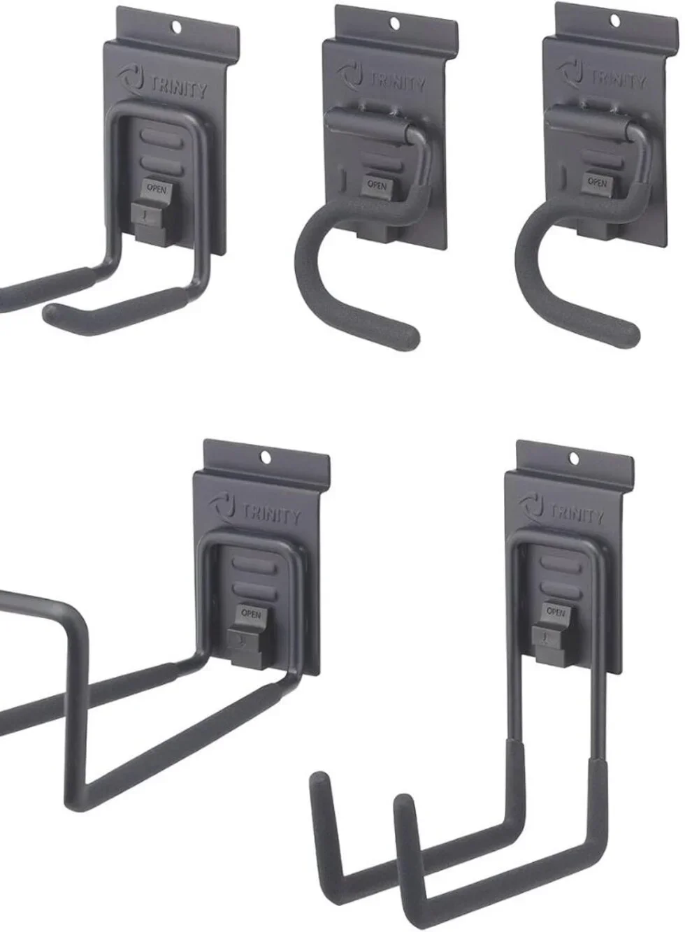 TRINITY 9-Piece Garage Storage Track Wall Organizer Rail w/ Hooks Gray